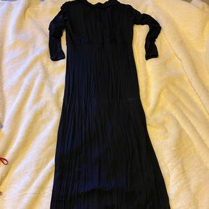 Black maxi dress with small train.
